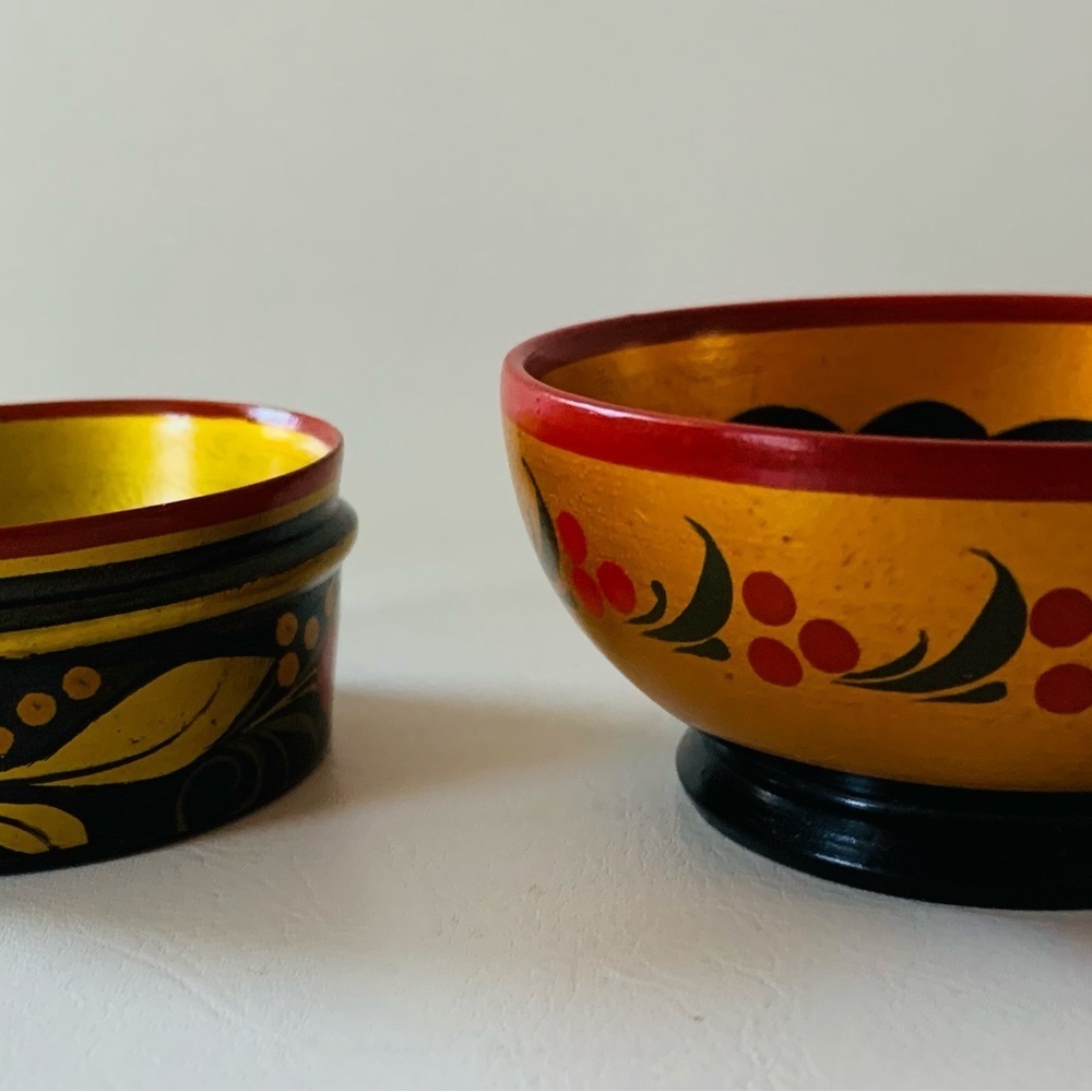 Hand painted wooden bowls